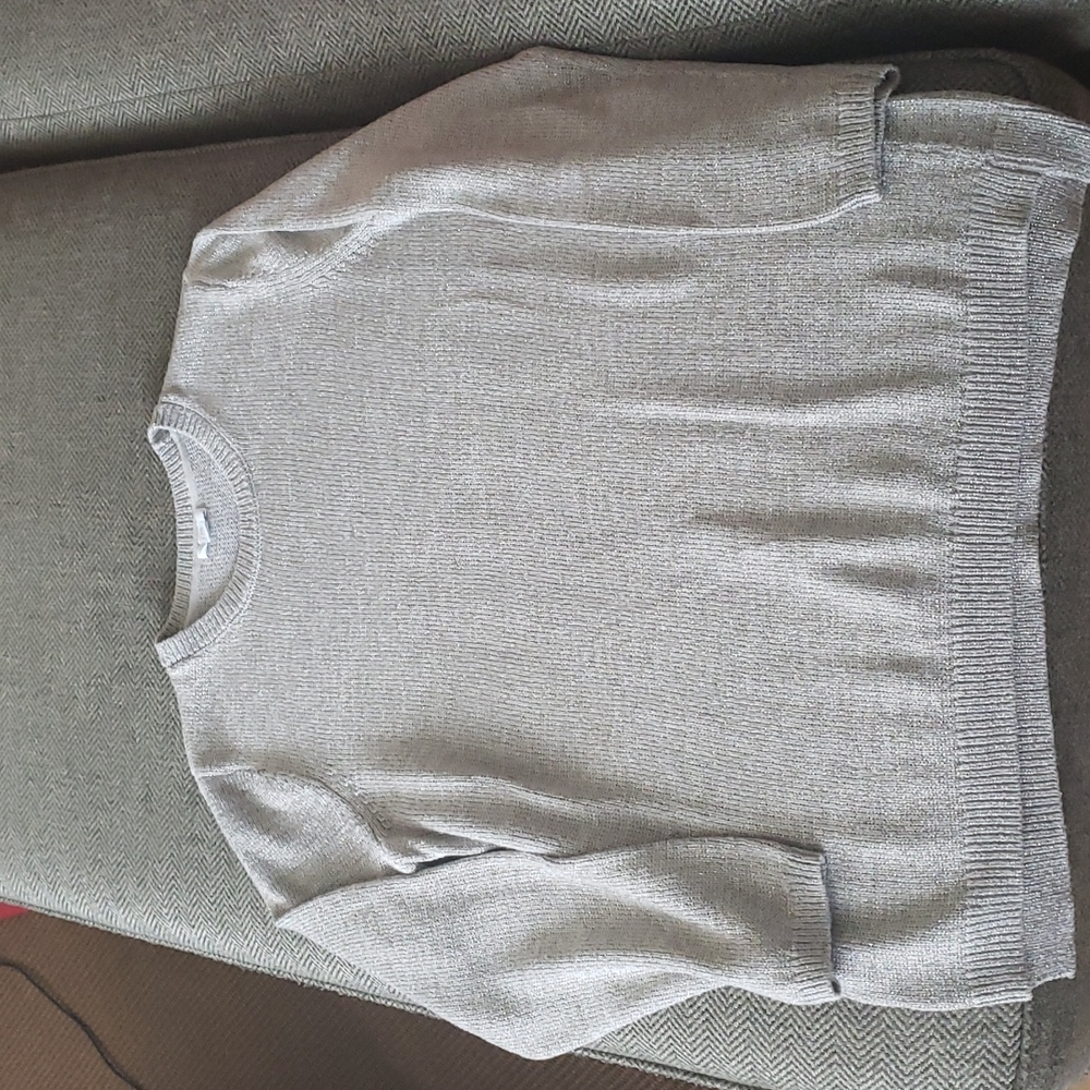 Holiday sweater with metallic detail